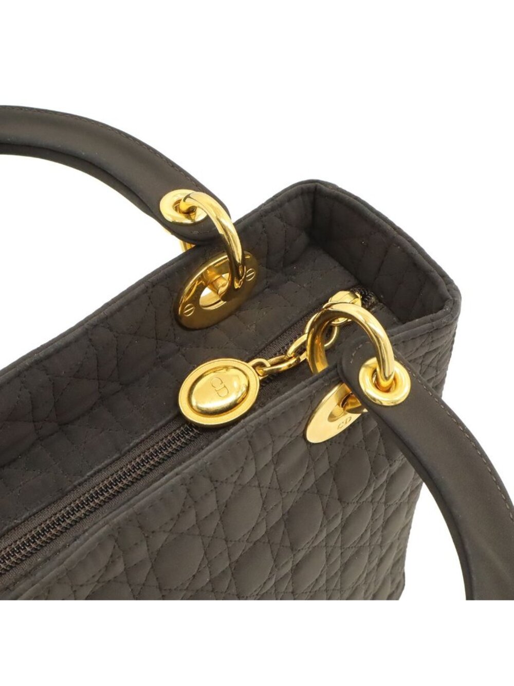 Dior Cannage Tote Nylon Dark Brown Gold - Picture 5 of 8